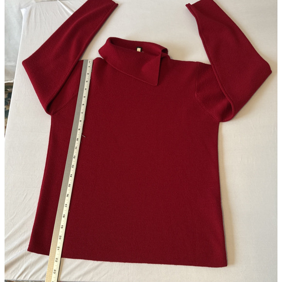 Eileen Fisher Women’s Petite S Merino Wool Red Mock Neck Sweater Winter Holiday - Picture 8 of 9